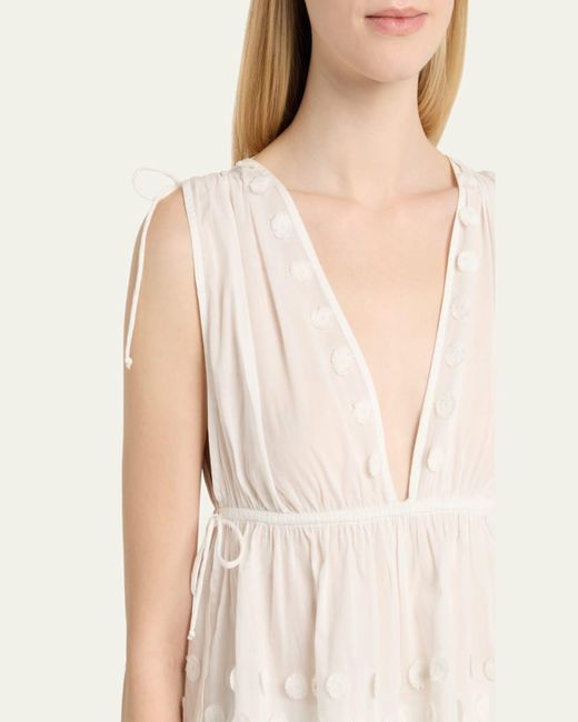 Ulla Johnson Natural Anya Plunge V-Neck Coverup Top