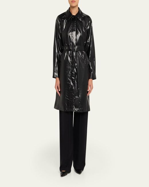 Jane Post Black Single-Breasted Trench Coat