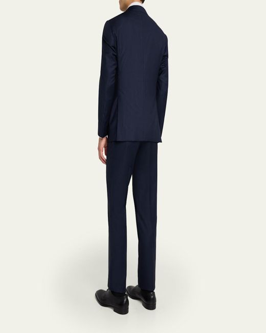 Giorgio Armani Blue Tonal Plaid Wool Two-Piece Suit for men