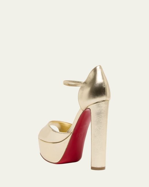 Christian Louboutin Natural 130Mm Sandaloo Metallic Platform Sandals