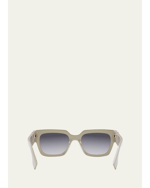 Fendi White Oversized F Square Acetate Sunglasses