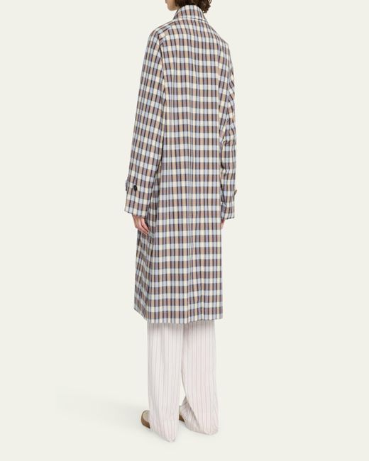 The Row White Tavishina Check Long Coat