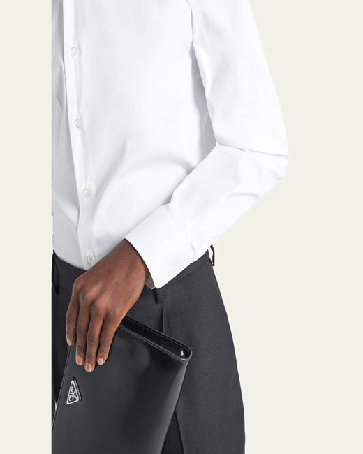 Prada White Classic Stretch Poplin Sport Shirt for men