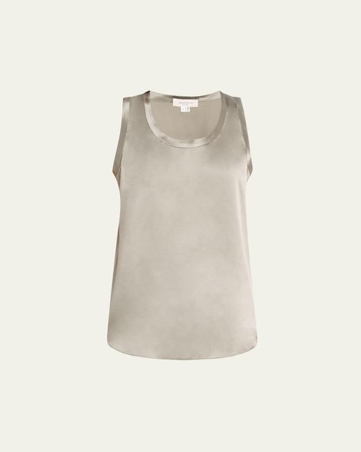 Lafayette 148 New York Natural Perla Luxe Reversible Silk Charmeuse Shell