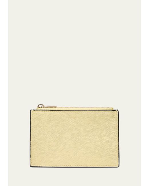 Valextra Natural Zip Calf Leather Wallet