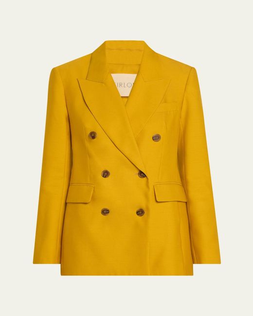 Heirlome Yellow Laurence Silk Double-Breasted Blazer