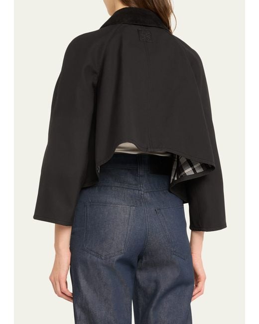 Loewe Black Short Trapeze Parka Jacket With Patch Pockets
