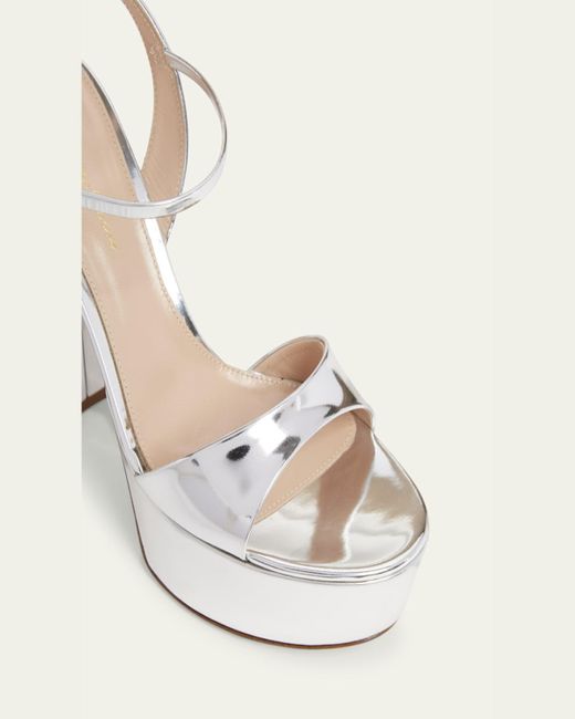 Gianvito Rossi Natural Metallic Ankle-Strap Platform Sandals