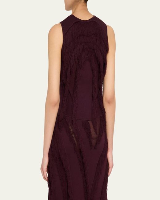 Ulla Johnson Purple Bonnie Sleeveless Fringe Knit Top