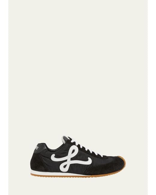 Loewe White Flow Runner Suede And Leather Sneakers