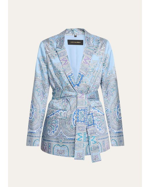 Kobi Halperin Blue Anya Paisley-print Tie-waist Jacket