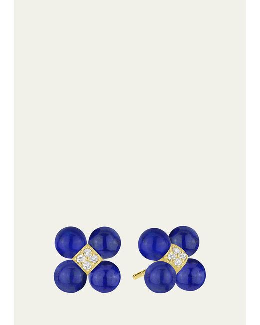 Paul Morelli Blue Sequence 18k Gold Stud Earrings With Lapis And Diamond