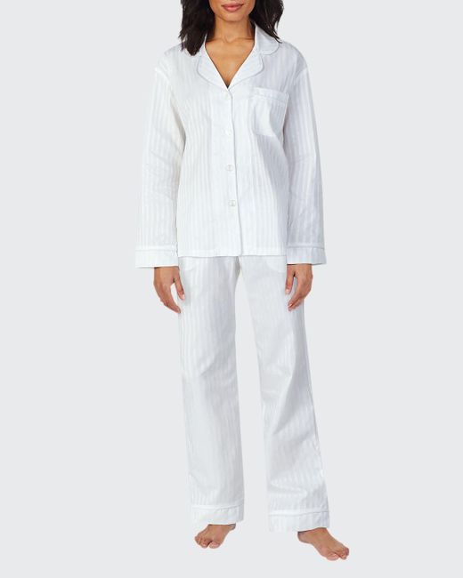 Bedhead White 3d Striped Long-sleeve Cotton Pajama Set