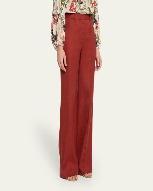 Adam Lippes Red Wyatt Stretch Canvas Wide-Leg Pants