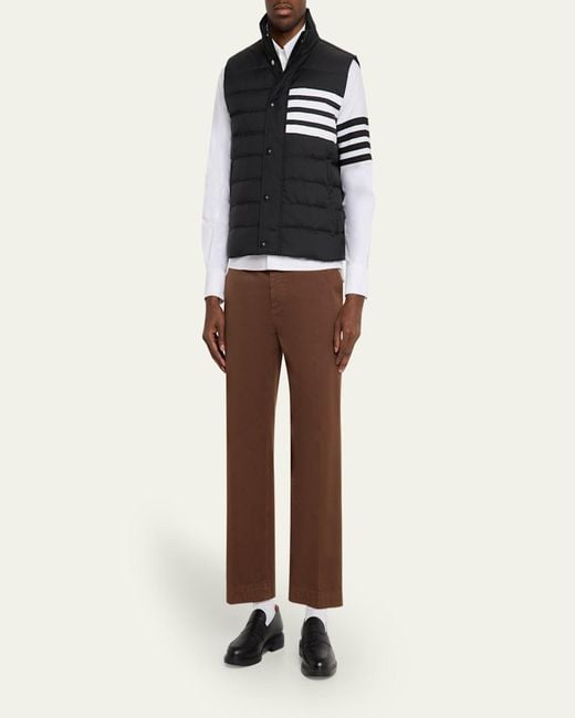 Thom Browne Black Shiny Ripstop 4-Bar Down Vest for men