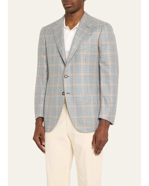 Cesare Attolini Natural Cashmere-silk Plaid Sport Coat for men