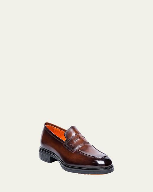 Santoni White Easy Leather Cap-Toe Oxfords for men