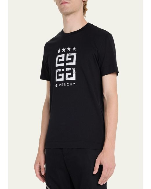 Givenchy Black 4g Stars Stamped Logo T-shirt for men
