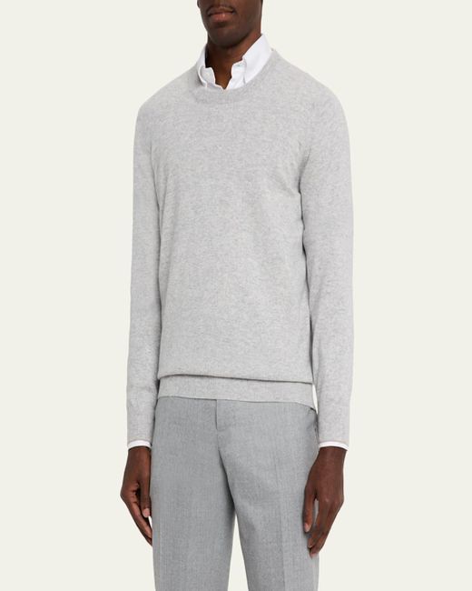 Brunello Cucinelli Orange Cashmere Crewneck Sweater for men
