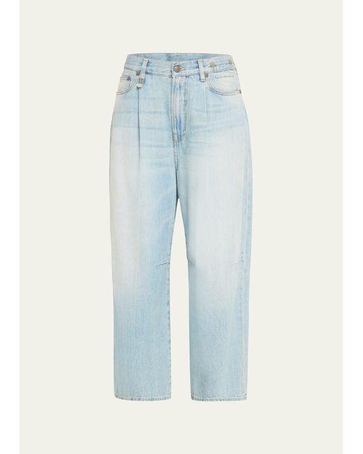 R13 Blue Wide-leg Cropped Jeans