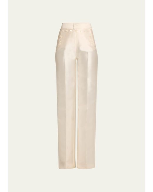 Christopher John Rogers Natural High-waisted Pleated Sailor Trousers