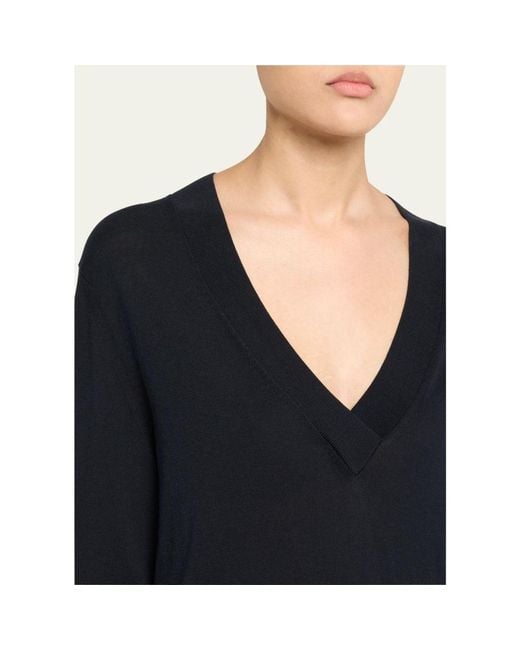Twp Blue Perfect Deep V Wool Sweater
