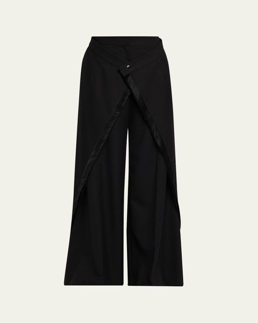 Jason Wu Black Panel Extension Wide-Leg Wool Pants