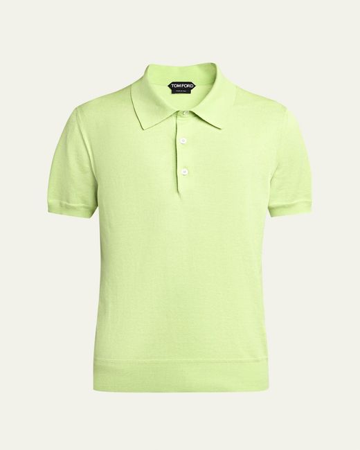 Tom Ford Green Classic-Fit Cotton Knit Polo Shirt for men