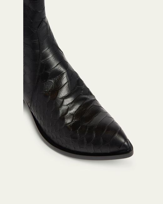 Tom Ford Black Python-Embossed Leather Boots for men