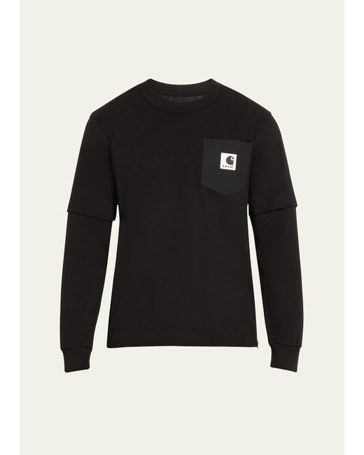 Sacai Black X Carhartt Wip Side-zip T-shirt for men