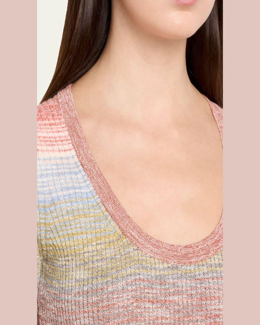 Veronica Beard Pink Archibald Striped Knit Pullover
