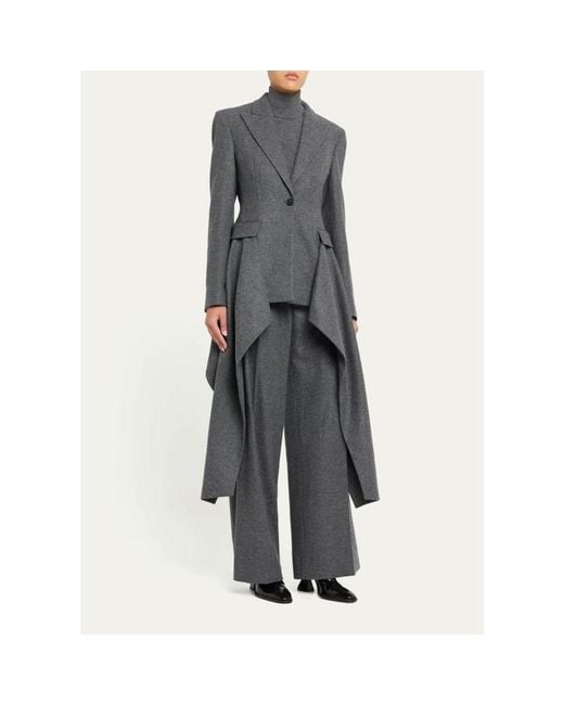 Michael Kors Gray Draped Single-Button Wool Blazer