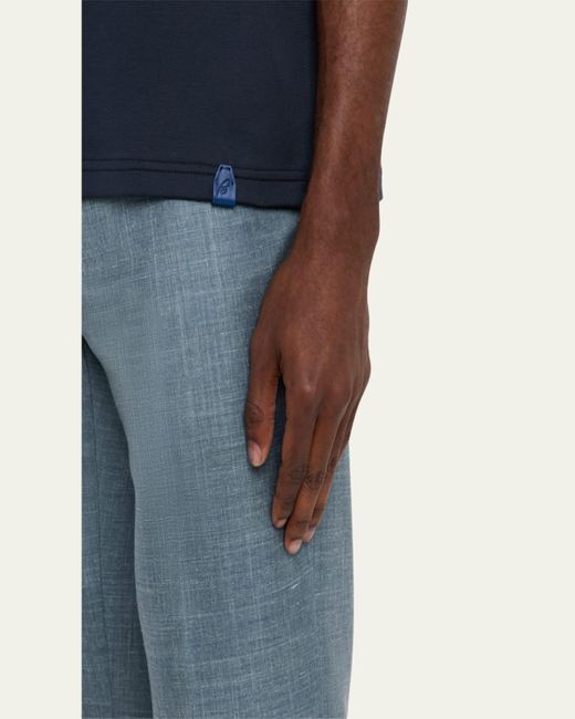 Brioni Blue Sea Island Cotton Crewneck T-Shirt for men
