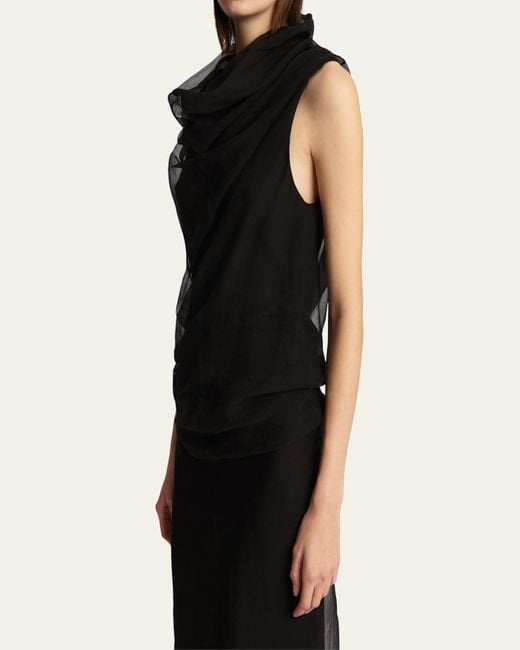 Khaite Black Jeanty Long Silk Gauze Dress