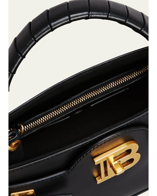 Balmain Black B-buzz Crocodile-effect Leather Top Handle Bag