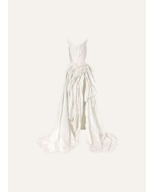 Maticevski Natural Candescence Draped Strapless Gown
