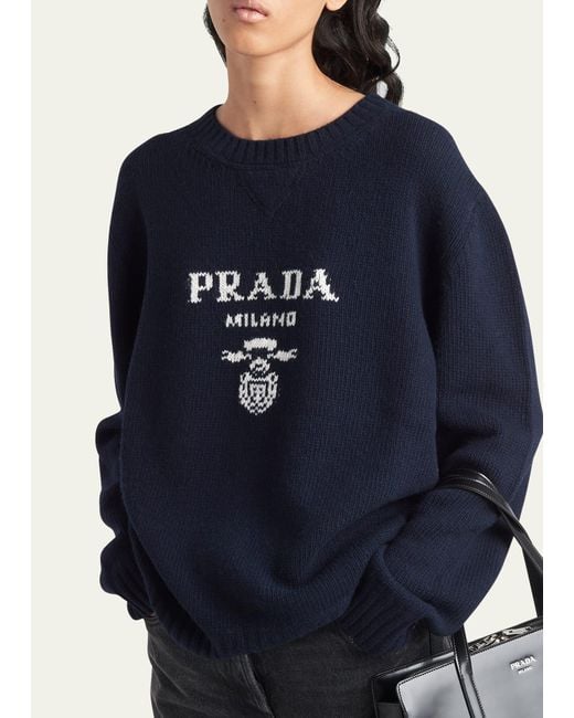 Prada Black Logo Wool-cashmere Sweater