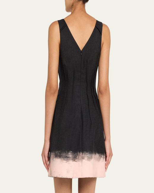 Jason Wu Black Glen Plaid Sleeveless Painted-Hem Mini Dress