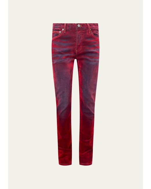 Cout de la Liberte Red Rafa Flocked Denim Jeans for men