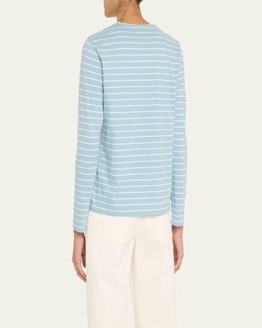 Kule Multicolor Crewneck Long-Sleeve Striped Cotton Top