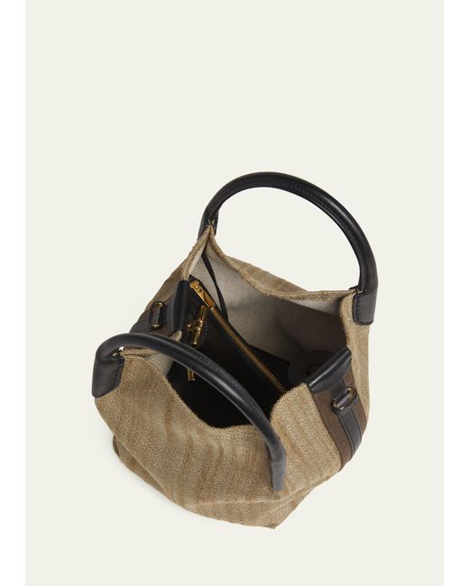 Loro Piana Metallic Bale Small Rustic Silk Top-handle Bag