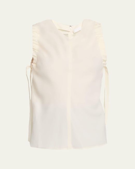 Helmut Lang Natural Ruched Sleeveless Top