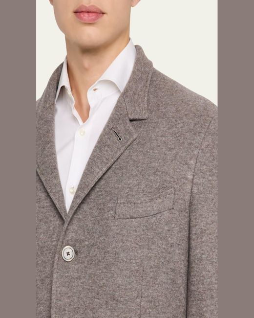 Fedeli Brown Double-Face Cashmere Chore Jacket for men