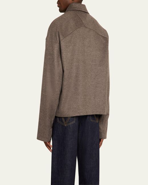 Bottega Veneta Brown Melange Wool-Cashmere Blouson Jacket for men