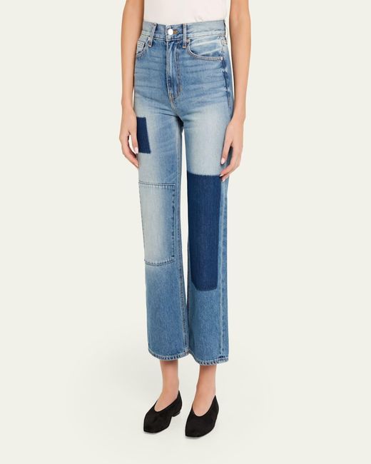 Veronica Beard Blue Dylan Patchwork High-Rise Ankle Jeans