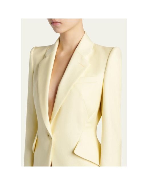 McQueen Natural Single-Breasted Crepe Slim Jacket