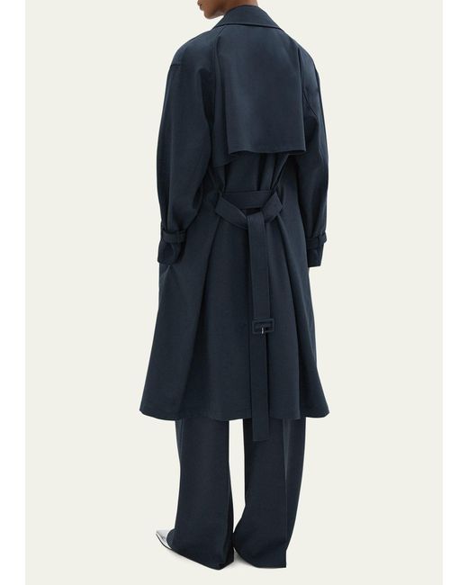 Theory Blue Double-breasted Wool-blend Trench Coat