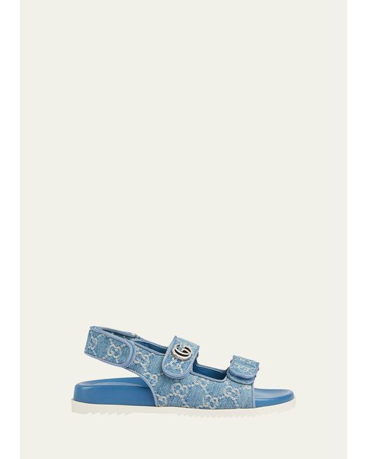 Gucci Blue Moritz Monogram Easy Slingback Sandals