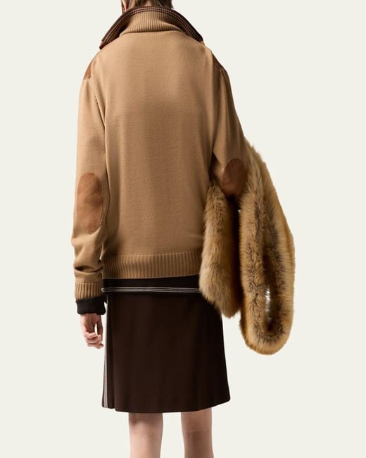 Miu Miu Brown Suede & Wool Knit Jacket