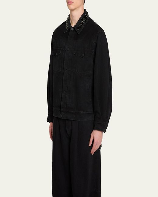 Simone Rocha Black Embellished Denim Jacket for men